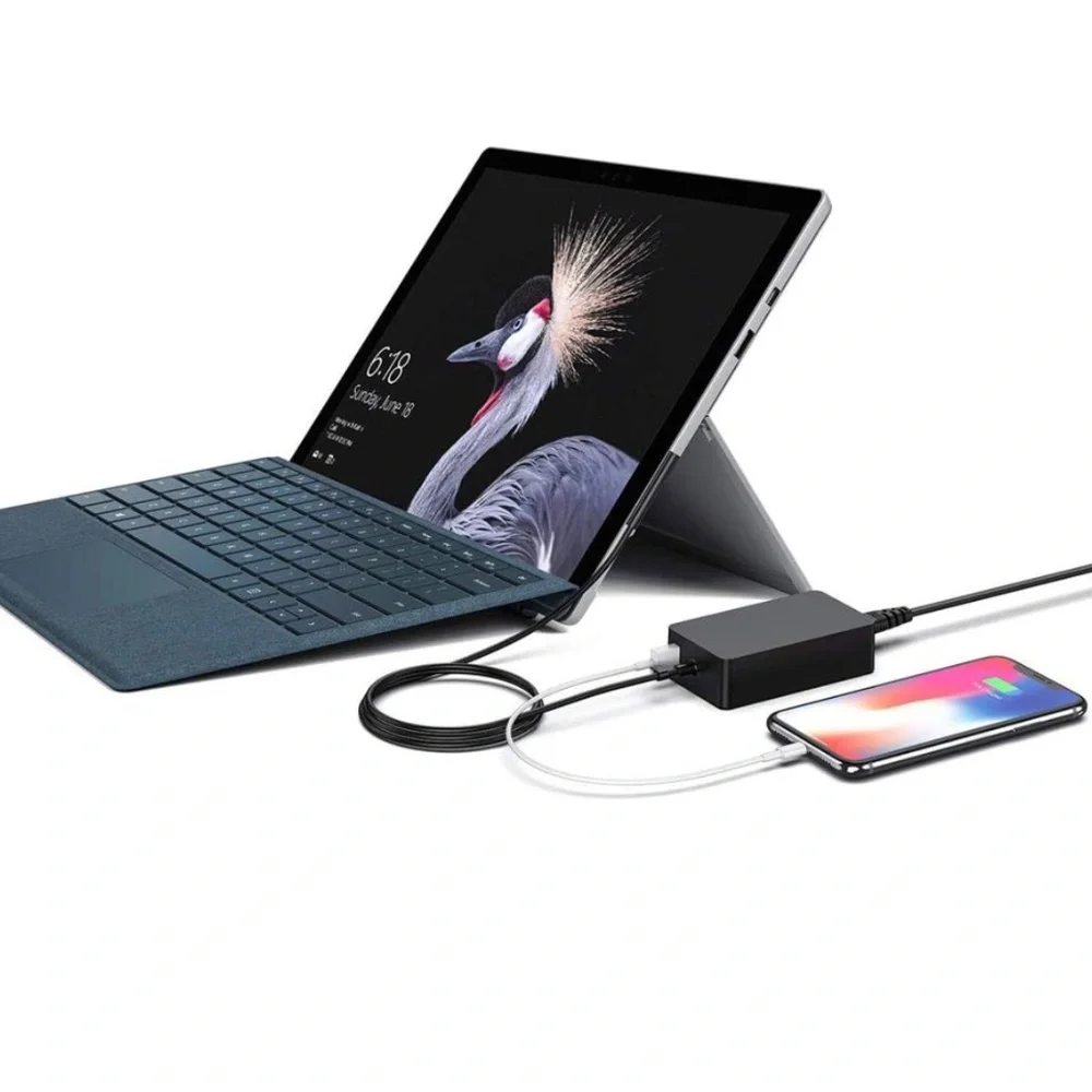 Two (2) Surface Pro Chargers 65W 15V 4A Power Supply AC Adapter - Microsoft